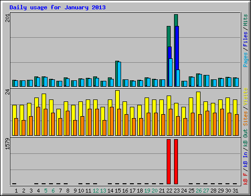 Daily usage for January 2013