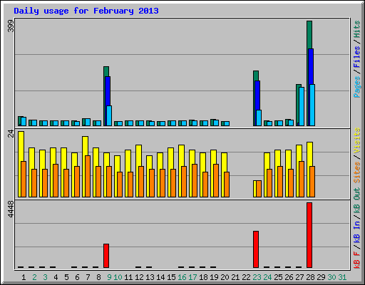 Daily usage for February 2013